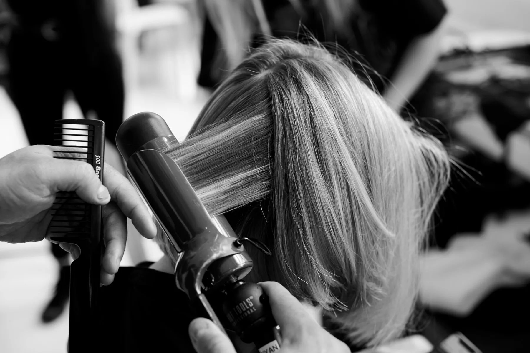 A blow dry being finished at Frankie in Collingswood